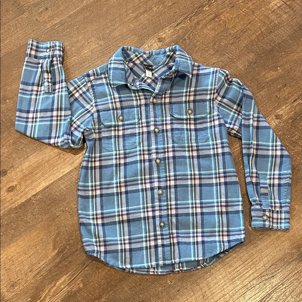 Tea Collection Cotton Blue Plaid Flannel for Boys Size 8